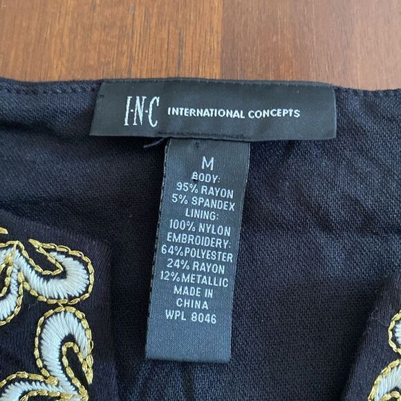 INC International Cocepts Black Embroidered Dress - Picture 2 of 5